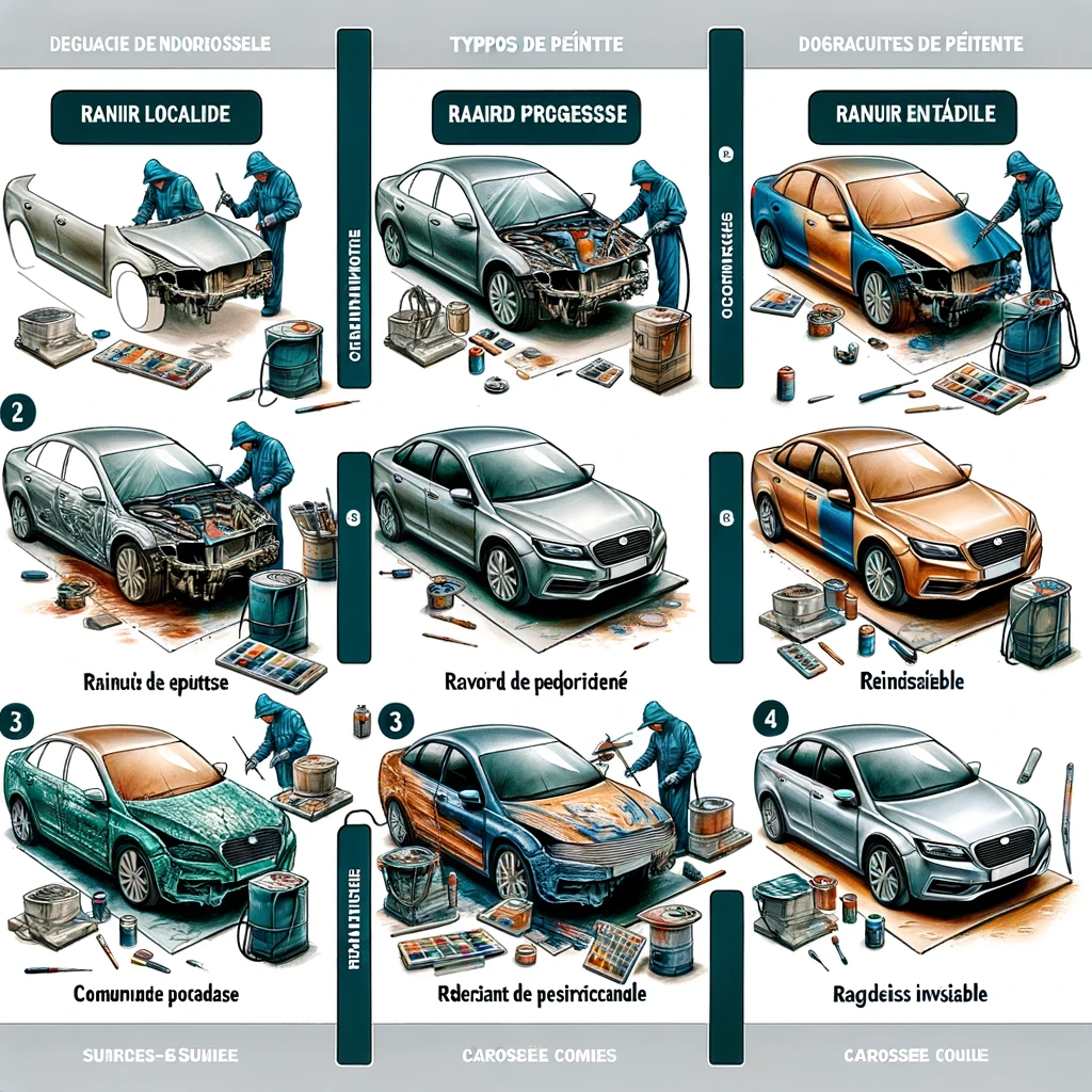 différents types de raccord de peinture en carrosserie automobile